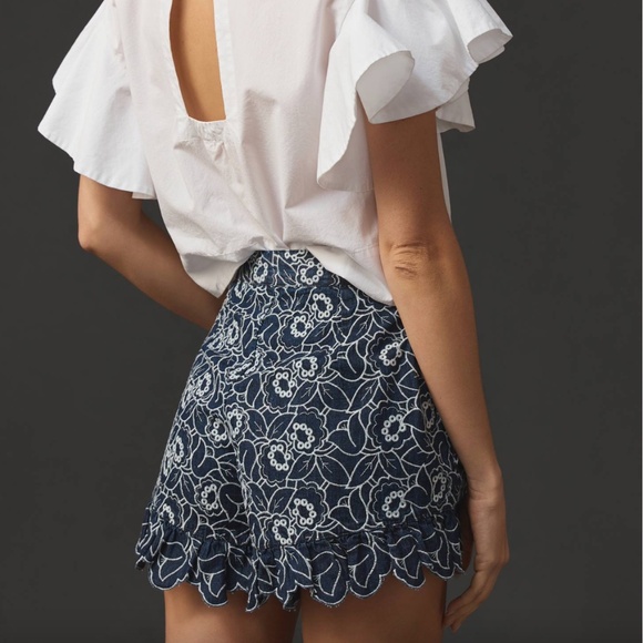 Anthropologie MAEVE Floral Denim Shorts, Size 8 - Picture 3 of 9